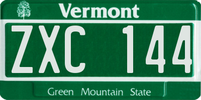 VT license plate ZXC144
