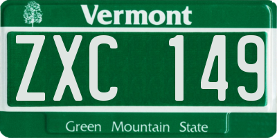 VT license plate ZXC149