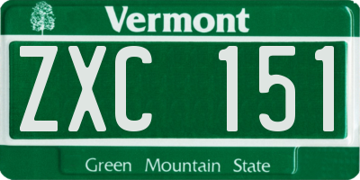 VT license plate ZXC151