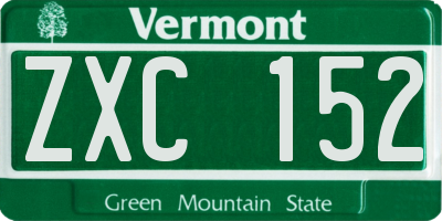 VT license plate ZXC152