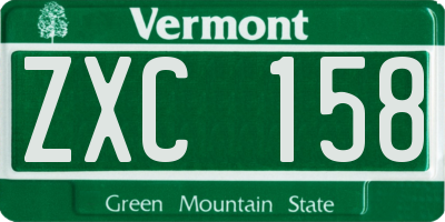 VT license plate ZXC158