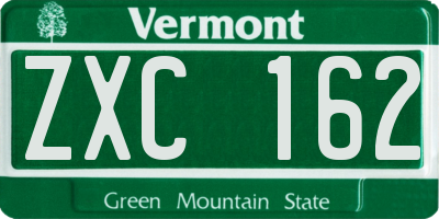 VT license plate ZXC162