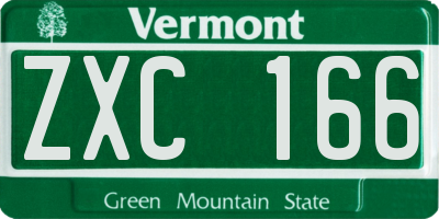 VT license plate ZXC166