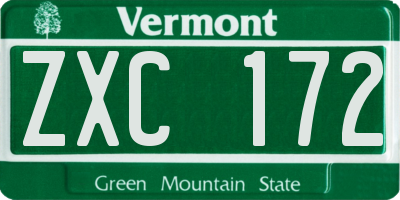 VT license plate ZXC172