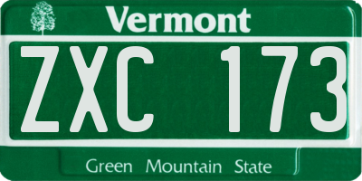 VT license plate ZXC173