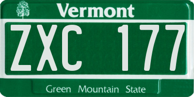 VT license plate ZXC177