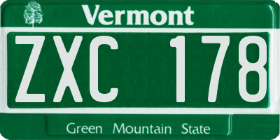 VT license plate ZXC178