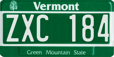 VT license plate ZXC184