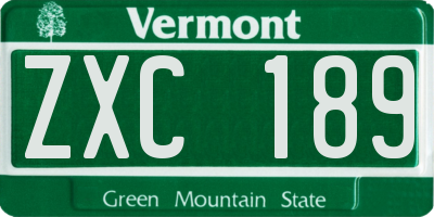 VT license plate ZXC189
