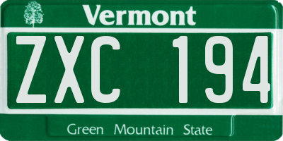VT license plate ZXC194