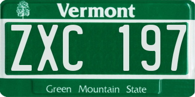 VT license plate ZXC197