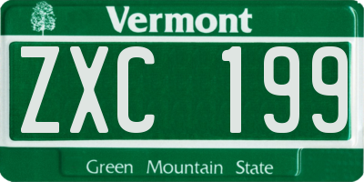 VT license plate ZXC199