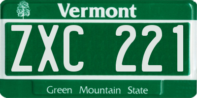 VT license plate ZXC221