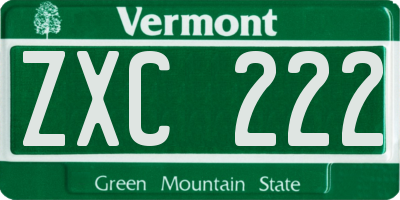 VT license plate ZXC222