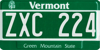 VT license plate ZXC224