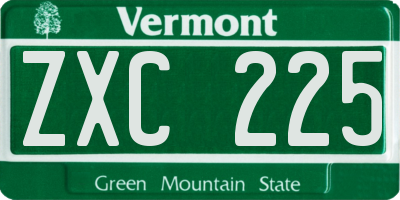 VT license plate ZXC225