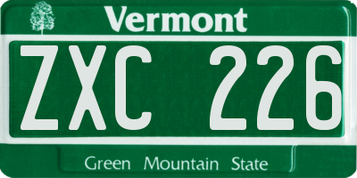 VT license plate ZXC226