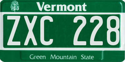 VT license plate ZXC228