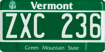 VT license plate ZXC236