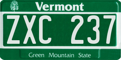 VT license plate ZXC237