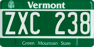 VT license plate ZXC238