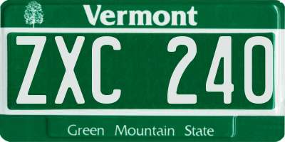 VT license plate ZXC240
