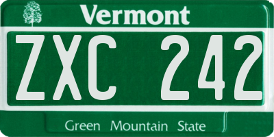 VT license plate ZXC242