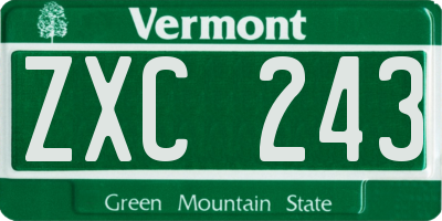 VT license plate ZXC243