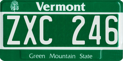VT license plate ZXC246