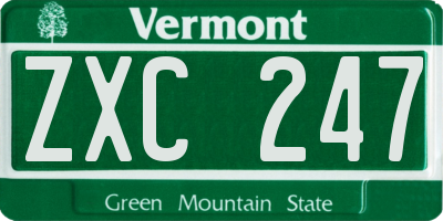 VT license plate ZXC247