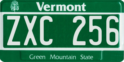 VT license plate ZXC256