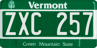 VT license plate ZXC257