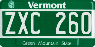 VT license plate ZXC260