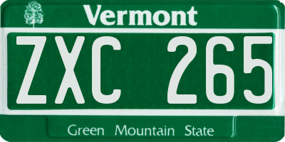 VT license plate ZXC265