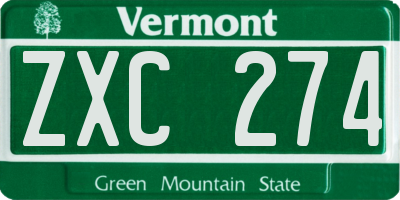 VT license plate ZXC274