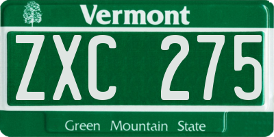 VT license plate ZXC275