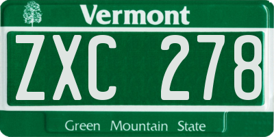 VT license plate ZXC278