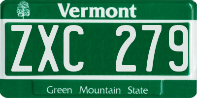 VT license plate ZXC279