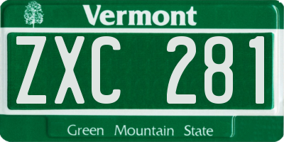 VT license plate ZXC281