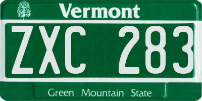 VT license plate ZXC283