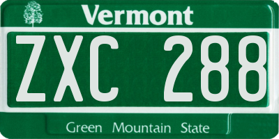 VT license plate ZXC288