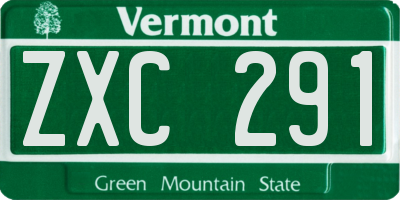 VT license plate ZXC291