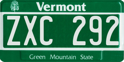 VT license plate ZXC292