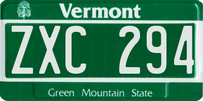 VT license plate ZXC294