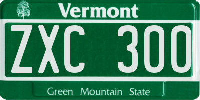 VT license plate ZXC300