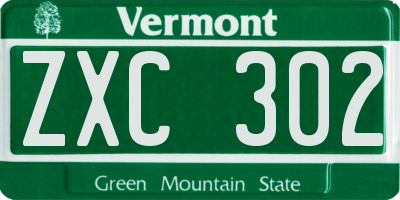 VT license plate ZXC302