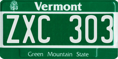 VT license plate ZXC303