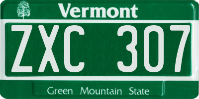 VT license plate ZXC307