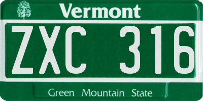 VT license plate ZXC316