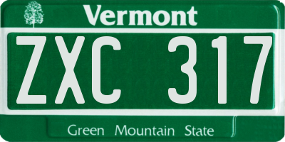 VT license plate ZXC317